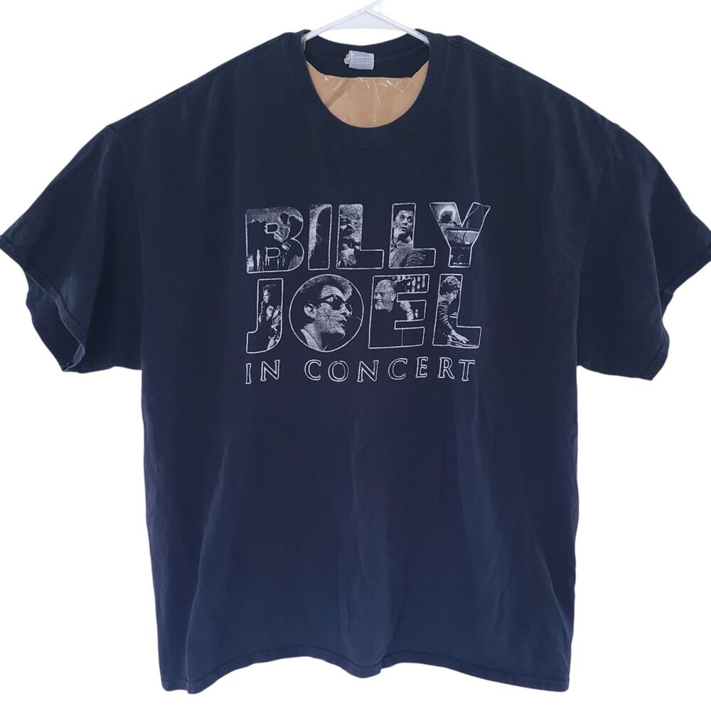 Billy Joel Live in Concert Tour 2015 Double Sided Black T-Shirt Tee Size 2XL